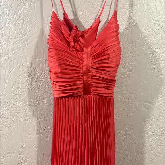 Lulu's Vibrant Coral Pleated Maxi Dress - Picture 7 of 9